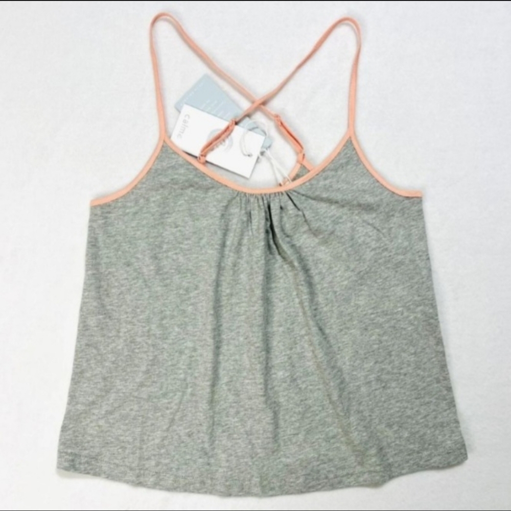 CALME X Johnny Was Night and Day Tank in Gray/Peach - Picture 2 of 9